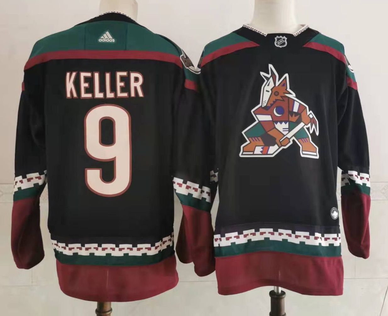Men Arizona Coyotes 9 Keller Black Authentic Stitched 2022 Adidas NHL Jersey